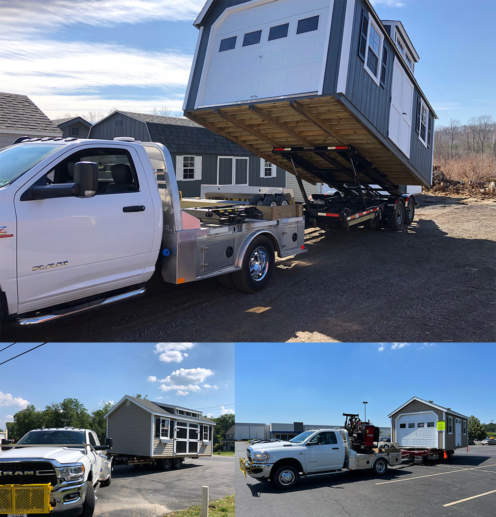 shed moved by white truck in Virginia